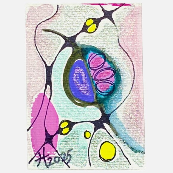 ACEO Original Neurographic Art Watercolor Mixed Media Artist Card ATC - Picture 1 of 3